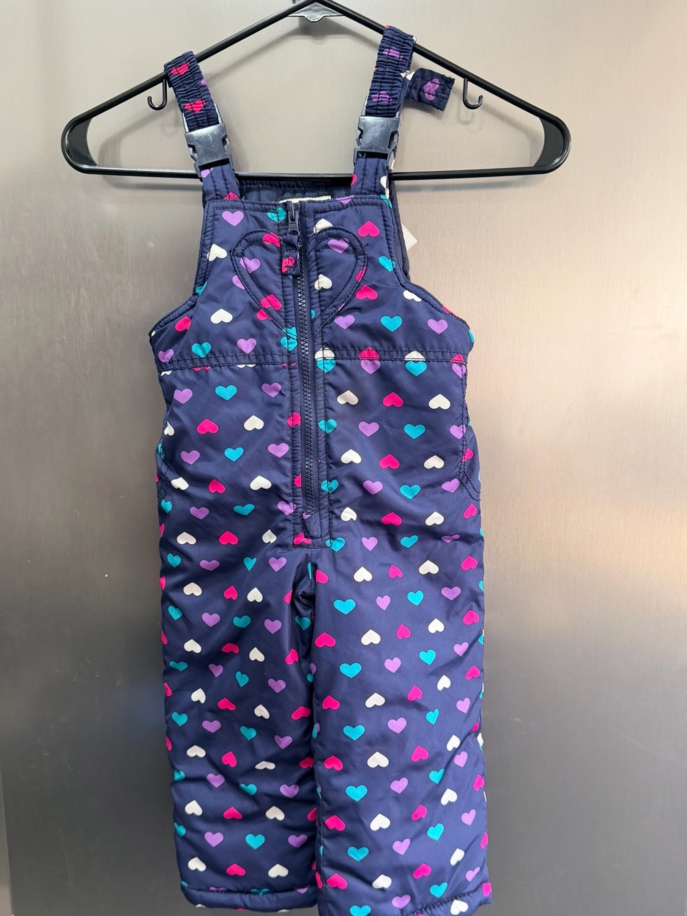 Oshkosh Navy Heart-Print Snow Bib Overalls size 2T